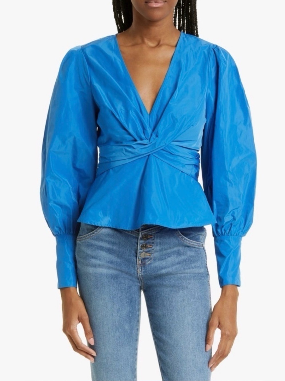 NWT Veronica Beard Seema Wrap Blouse in Bluebell Size 8
